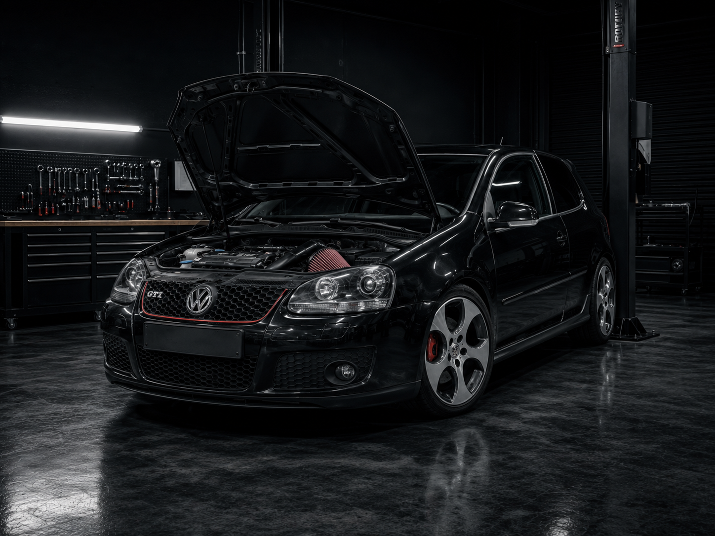 Vehicle undergoing service at AP Auto-Tech